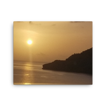 Load image into Gallery viewer, Canvas wall art of the sun setting off the Edinboro point, St. Vincent and the Grenadines.
