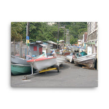 Load image into Gallery viewer, St. Vincent and the Grenadines Canvas Wall Art - Protecting Boats From A Storm in Bottom Town/ Rose Place
