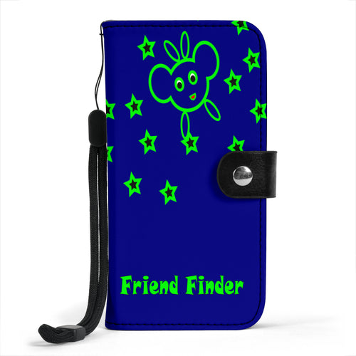 blue wallet phone case with green star hoppers design