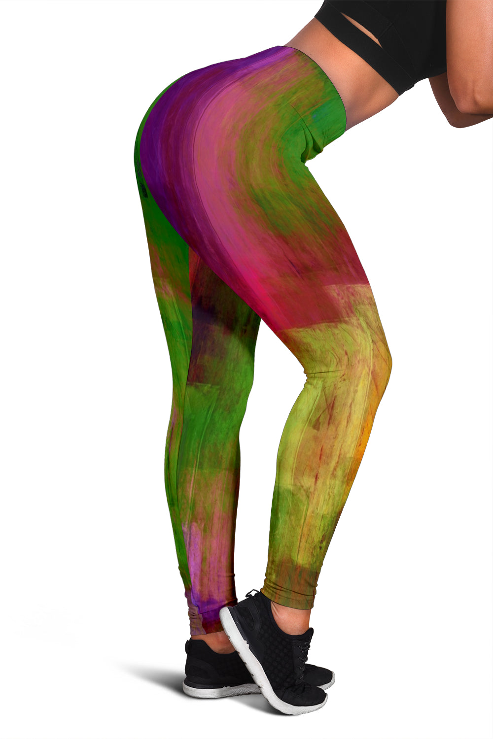 women's leggings with an abstract green design