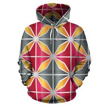 Load image into Gallery viewer, grey hoodie with a pink, orange and white design
