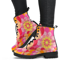 Load image into Gallery viewer, leather boots with abstract floral design
