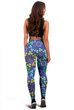 Load image into Gallery viewer, Women&#39;s Leggings - Blue Bubble Floral
