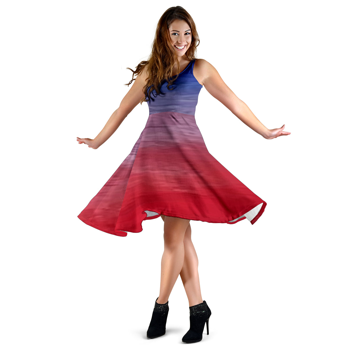 Women's dress with design entitled red mist
