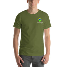 Load image into Gallery viewer, Olive t-shirt with Hairouna Gems logo on the left breast.
