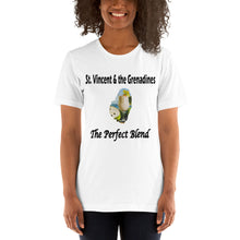 Load image into Gallery viewer, white short sleeve unisex t-shirt captioned St. Vincent and the Grenadines - the perfect blend
