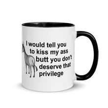 Load image into Gallery viewer, Kiss My Ass.....Sarcastic Mug with Color Inside (Left Hand)
