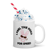 Load image into Gallery viewer, Bunny&#39;s Need For Speed, White glossy mug
